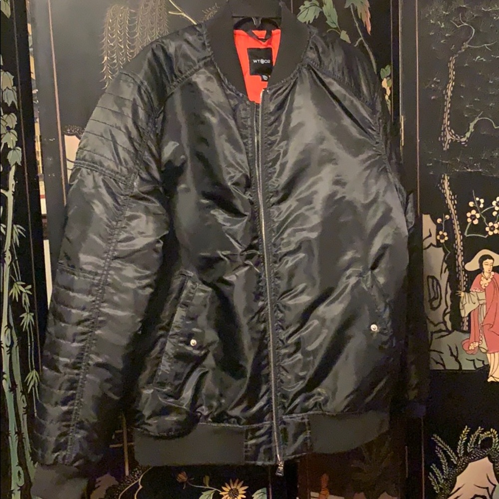 Black satin bomber jacket